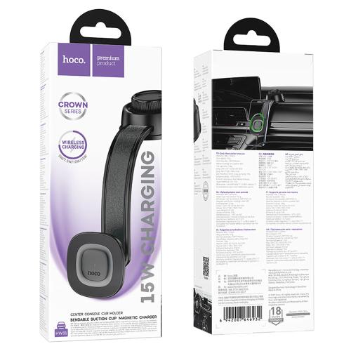 SUPPORTO PER AUTO HOCO HW31 CON RICARICA WIRELESS 15W 1.67 NERO - BLISTER RETAIL