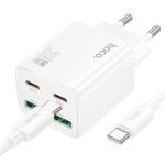PRESA USB-A*2 +  TYPE-C*2 HOCO N55 20W 3A BIANCO CON CAVO TYPE-C - BLISTER RETAIL