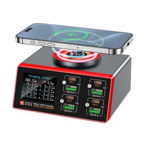 CARICABATTERIE DA BANCO YCS-S600 CON 8 PORTE 140W CON RICARICA WIRELESS 15W 