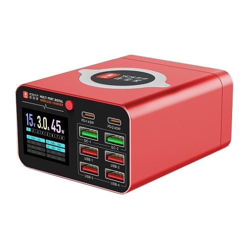 CARICABATTERIE DA BANCO YCS-S550 CON 8 PORTE 80W CON RICARICA WIRELESS 15W