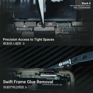 PINZA IN ACCIAIO 2UUL TW32 BLACK-K PUNTA PIATTA IN CERAMICA