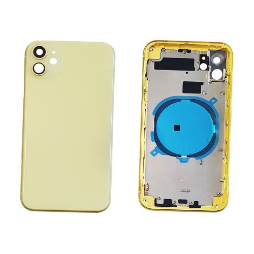 BACK COVER PER IPHONE 11  GIALLO CON FRAME COMPATIBILE