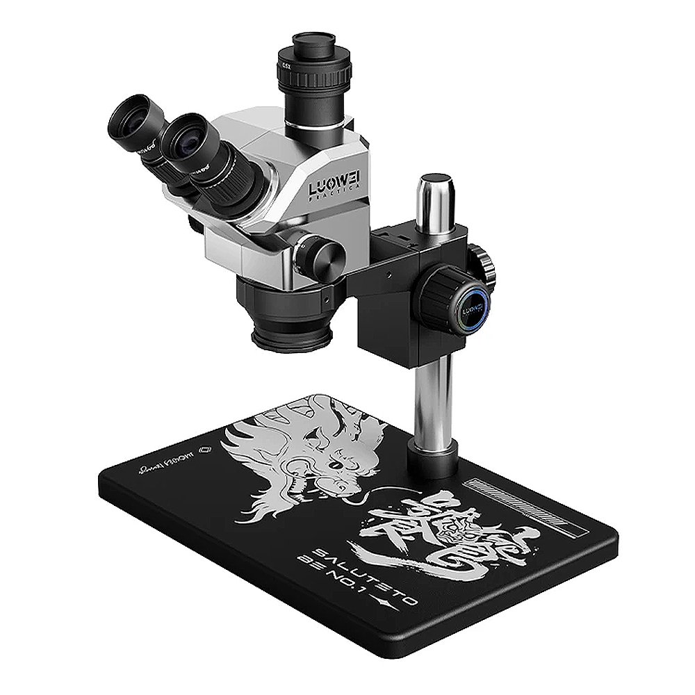 MICROSCOPIO LUOWEI LW-TR03-B3TV TRINOCULARE 7-68X CON INTERFACCIA 0.5 CTV CON BASE IN ALLUMINIO