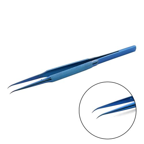 PINZA IN TITANIO LUOWEI NON-SLIP A PUNTA CURVA BLU 0.1mm