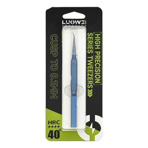 PINZA IN TITANIO LUOWEI NON-SLIP A PUNTA CURVA BLU 0.1mm