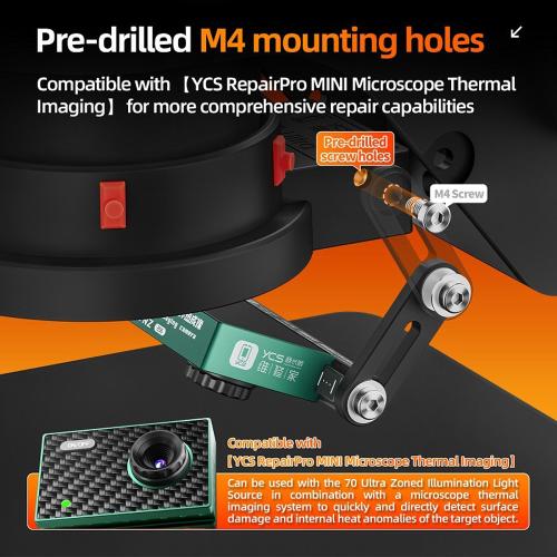 LAMPADA PER MICROSCOPIO YCS 70 ULTRA 144 LED CON ILLUMINAZIONE A ZONE