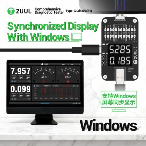 TESTER DOCK RICARICA 2UUL PW32 PER RILEVAMENTO GUASTI TYPE-C 