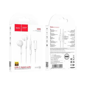 CUFFIE AURICOLARI HOCO M95 TYPE-C HANDSFREE CON MICROFONO BIANCO