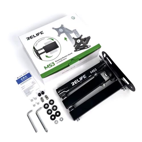 SUPPORTO DI SOSTEGNO VESA RELIFE MS3 CON INCLINAZIONE REGOLABILE E ROTAZIONE A 360° PER DISPLAY LCD DA 14 A 27 POLLICI