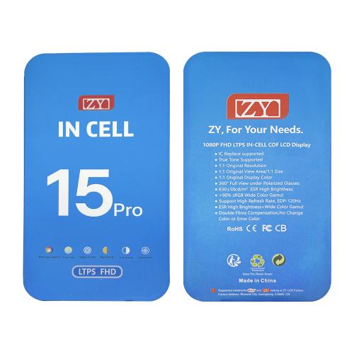 DISPLAY LCD PER IPHONE 15 PRO NERO (INCELL ZY FFHD IC Intercambiabile) 120Hz