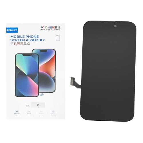 PANTALLA LCD PARA IPHONE 15 NEGRO (SOFT OLED JCID IC Cambiable)