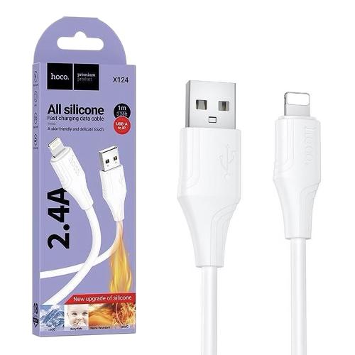 CAVO USB + LIGHTNING HOCO X124 18W 2.4A 1M BIANCO - BLISTER RETAIL