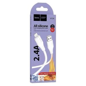 CAVO USB + LIGHTNING HOCO X124 18W 2.4A 1M BIANCO - BLISTER RETAIL