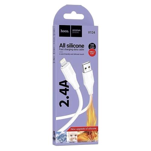 CAVO USB + LIGHTNING HOCO X124 18W 2.4A 1M BIANCO - BLISTER RETAIL
