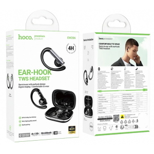CUFFIE AURICOLARI BLUETOOTH HOCO EW206 HANDSFREE NERO - BLISTER RETAIL