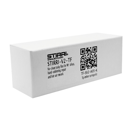 FLUSSANTE STIRRI V2-TF  5g PER SALDATURA AD ARIA CALDA A MEDIA TEMPERATURA da 180 a 350°C (AMBER TUBE) CON KIT EROGAZIONE