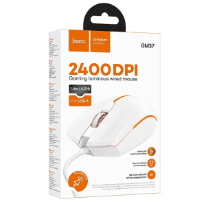 MOUSE HOCO GM37 USB-A 2400 DPI BIANCO - BLISTER RETAIL